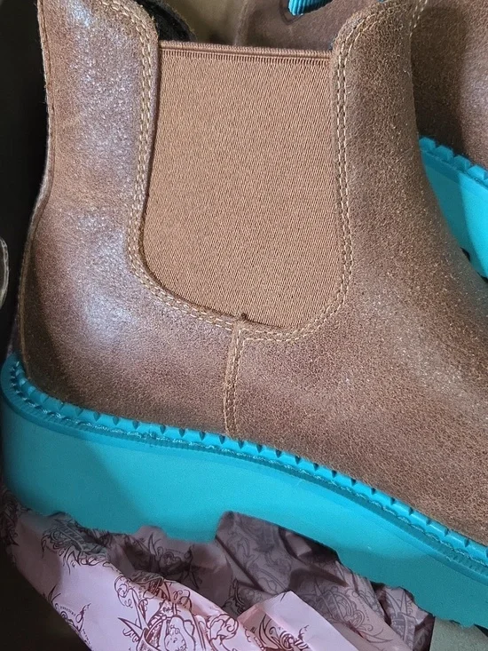 Ariat Fatbaby Twin Gore Wicker Turquoise Size 8.5 - Picture 2 of 15